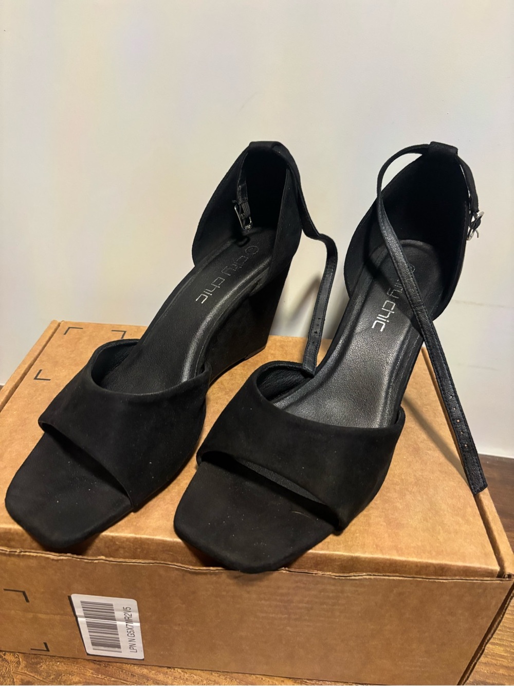 City Chic Black Ankle-Strap Wedge Sandals - Women